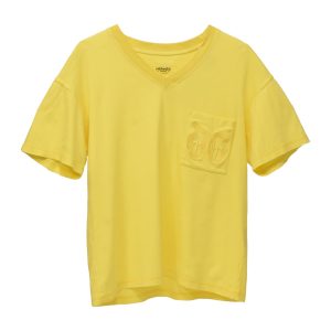 Hermes V-Ausschnitt Tasche T-Shirt aus gelber Baumwolle 7748632019004