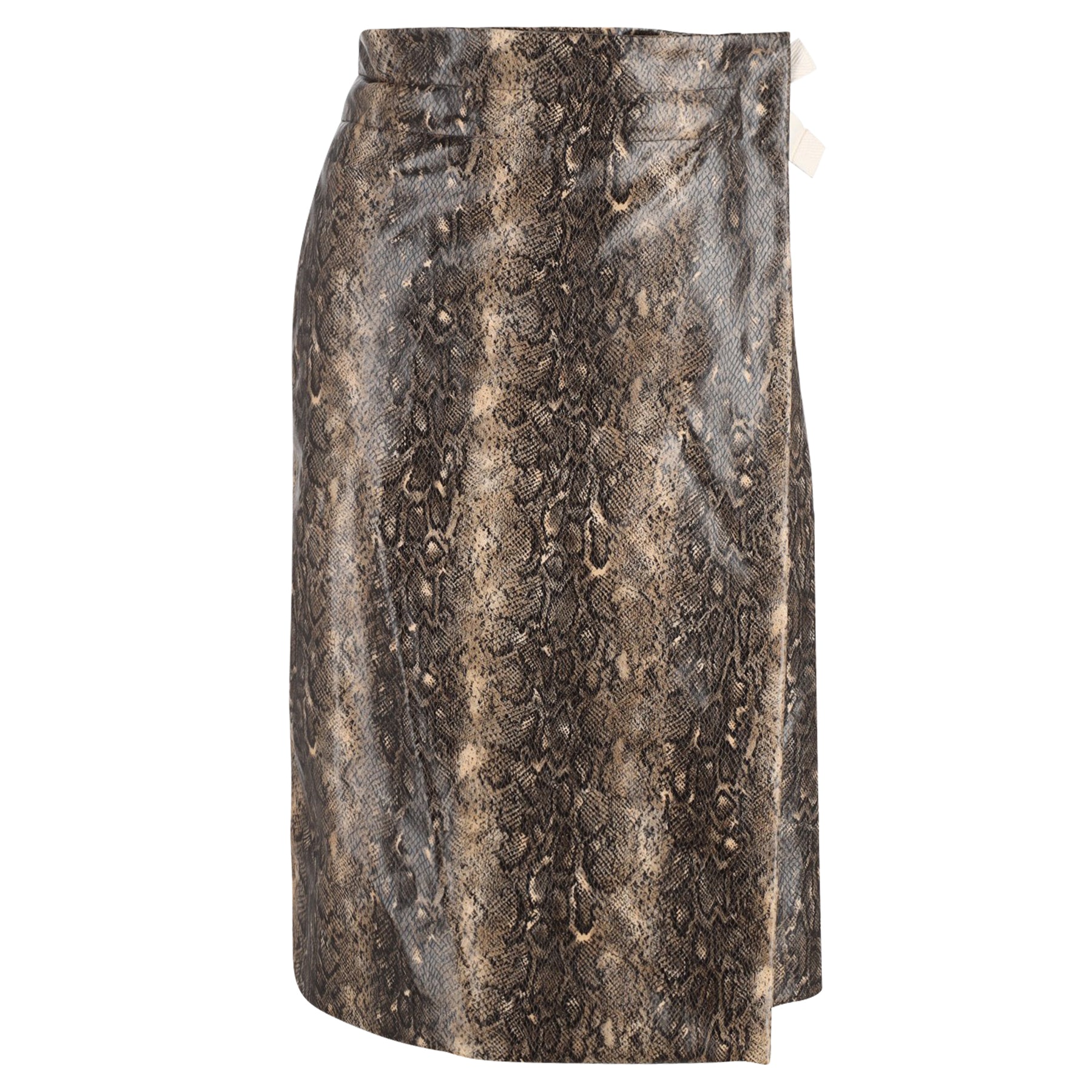 Ganni gewebter Midirock mit Schlangenmuster zum Binden aus recyceltem Polyester mit Tiermuster