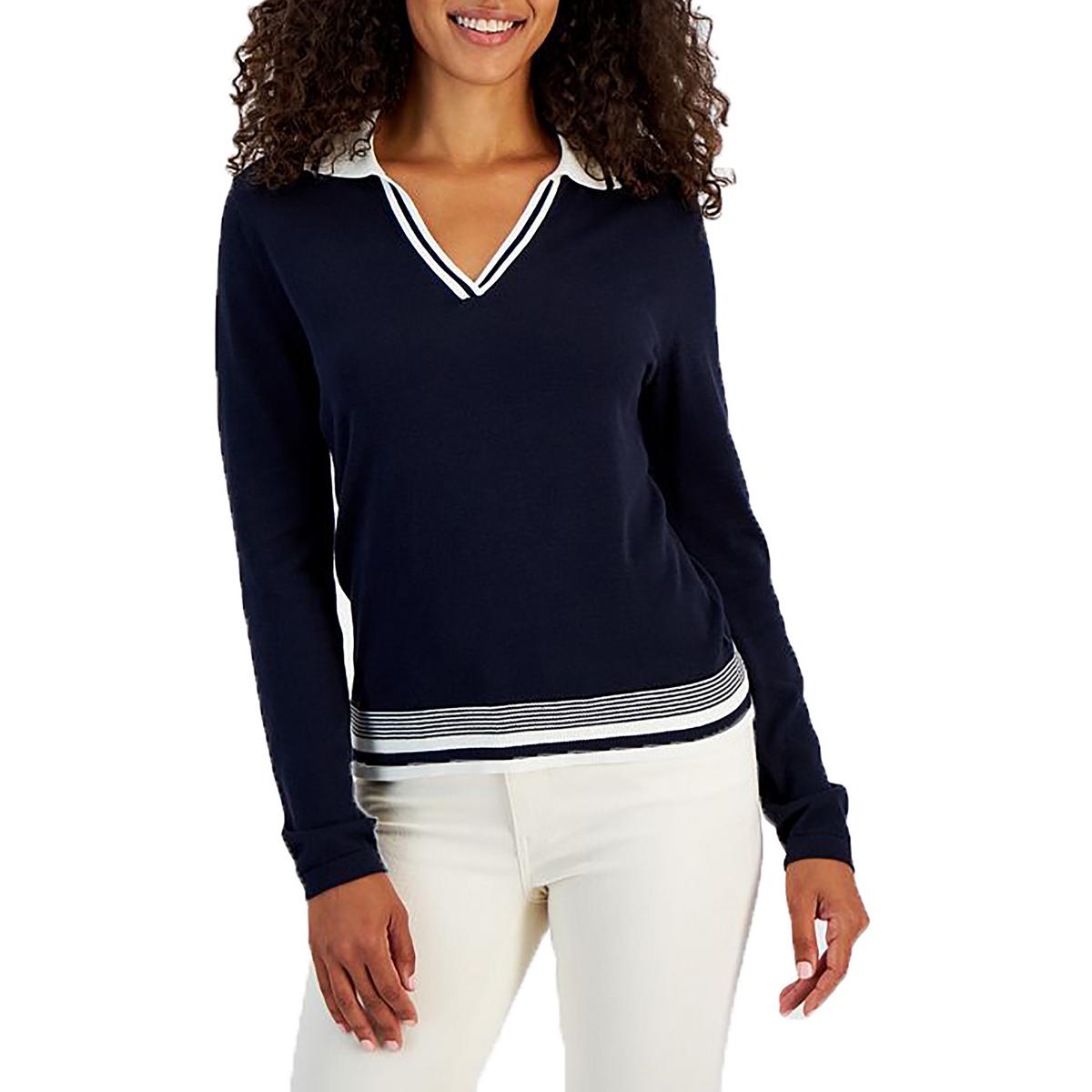 Kragen Strick V-Ausschnitt Pullover