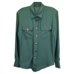 Balmain Buttoned Hemd aus grüner Seide 7748633100348