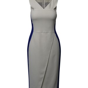 Antonio Berardi Color Block ärmelloses Midikleid aus weißem und blauem Acetat