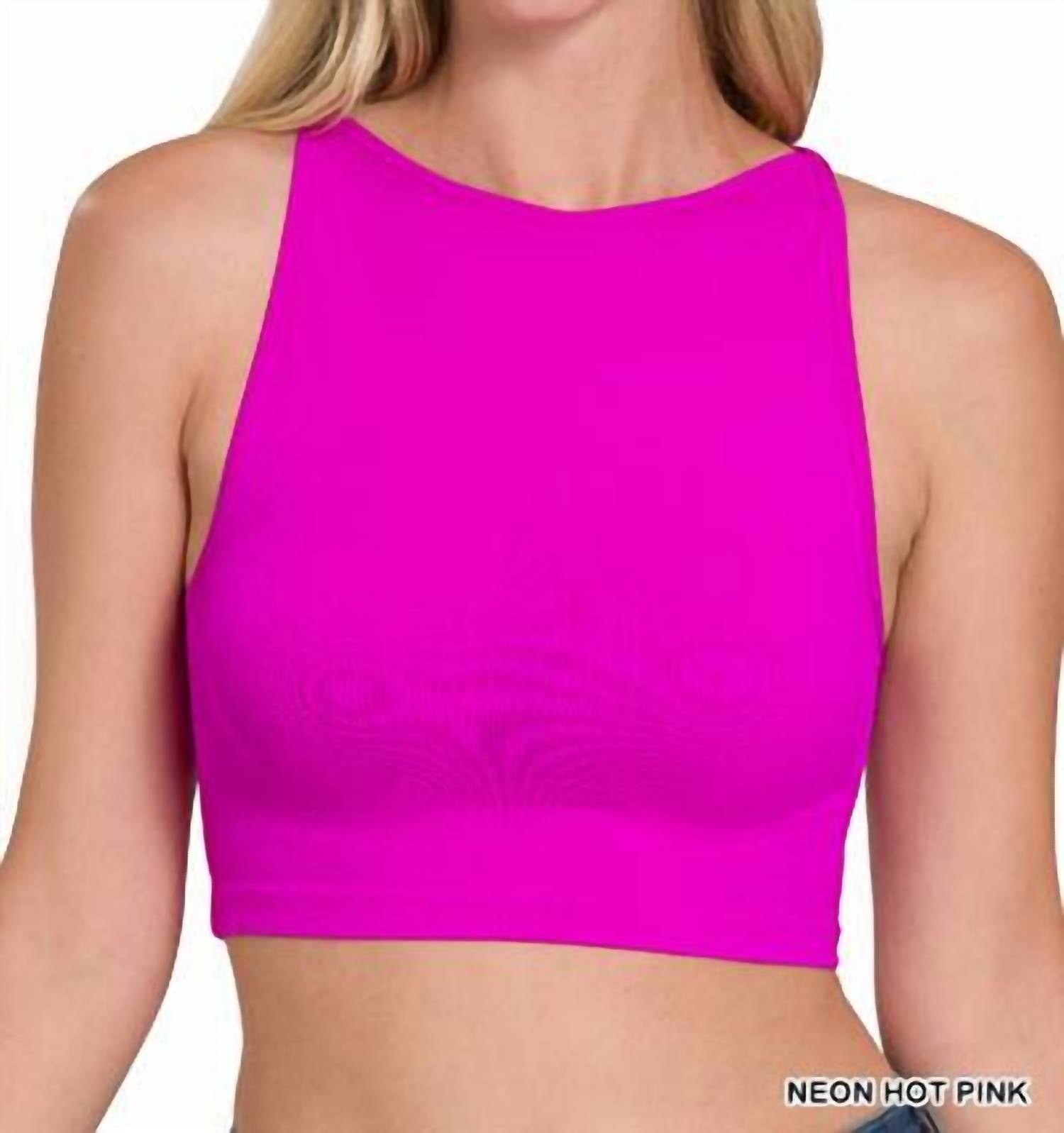 Nahtlose Crop Top Bralette in Neon Rosa
