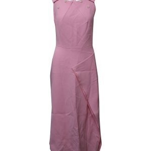 Roland Mouret Button Detailed ärmelloses Kleid aus rosa Polyester