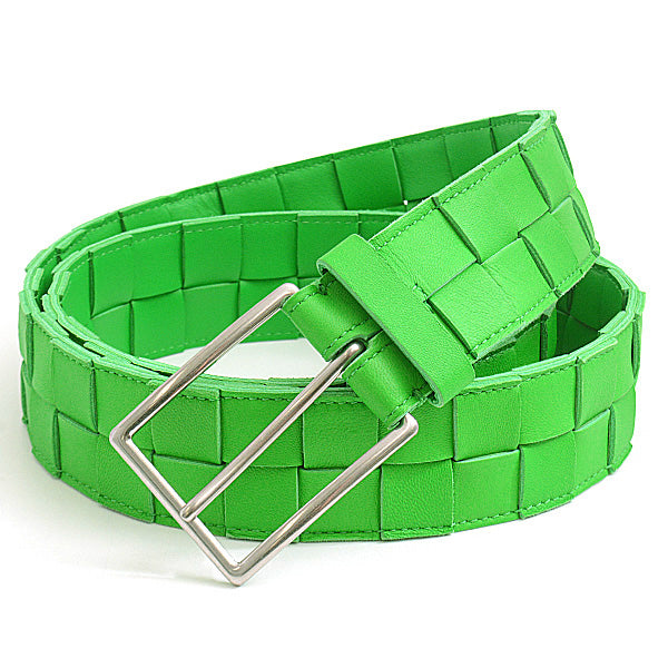 Bottega Veneta Herren Maxi Intrecciato Kalbsleder Gürtel Grün