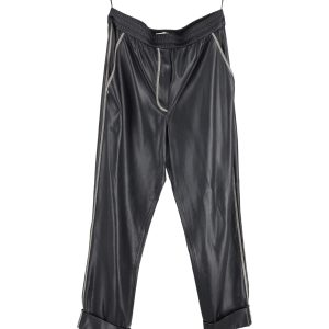 Nanushka Elastic Taille Hose in schwarzem Kunstleder