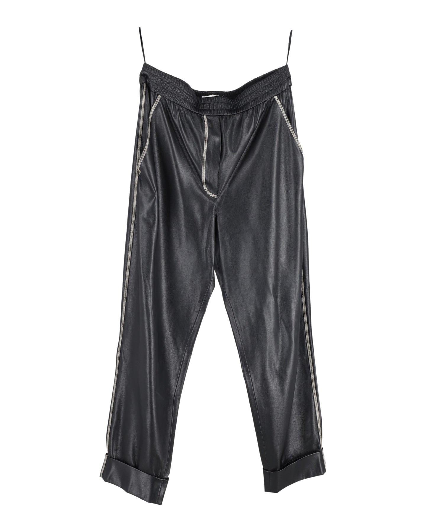 Nanushka Elastic-Waist Hose aus schwarzem Kunstleder
