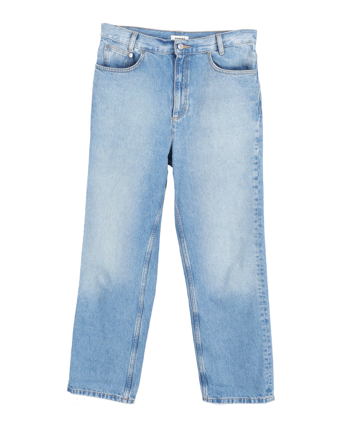 Sandro Gerade Jeans mit Logo-Stickerei aus hellblauer Baumwolle