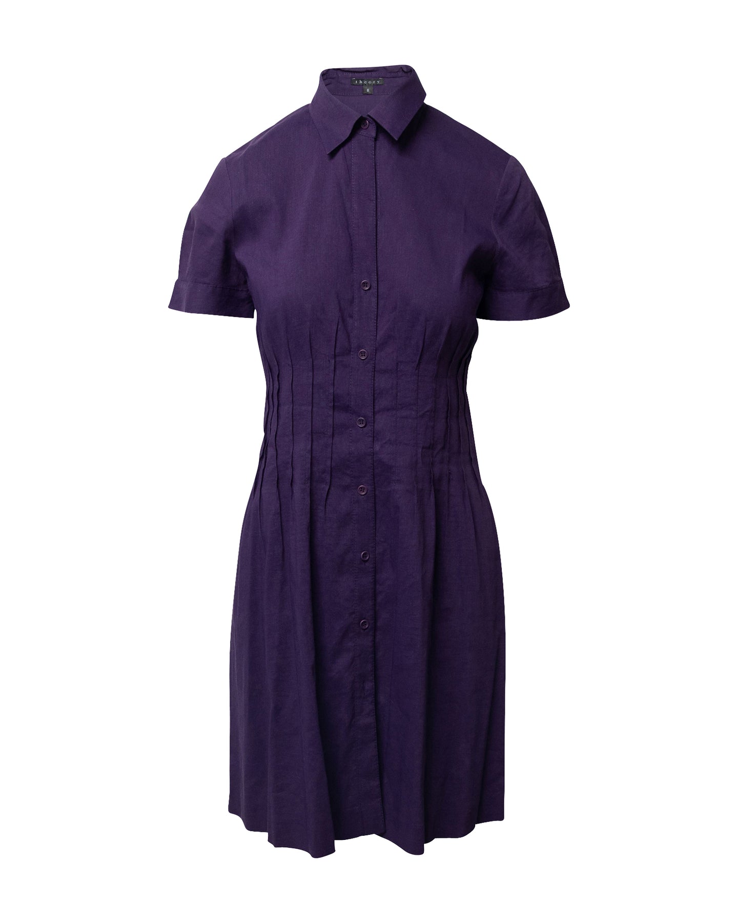 Theory Kleid mit Falten in Lila Leinen