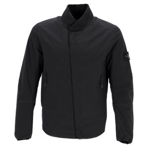 Stone Island Soft Shell-R Bomber Jacke aus schwarzem Nylon