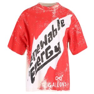 Acne Studios Übergroßes 'Renewable Energy' T-Shirt aus roter Baumwolle