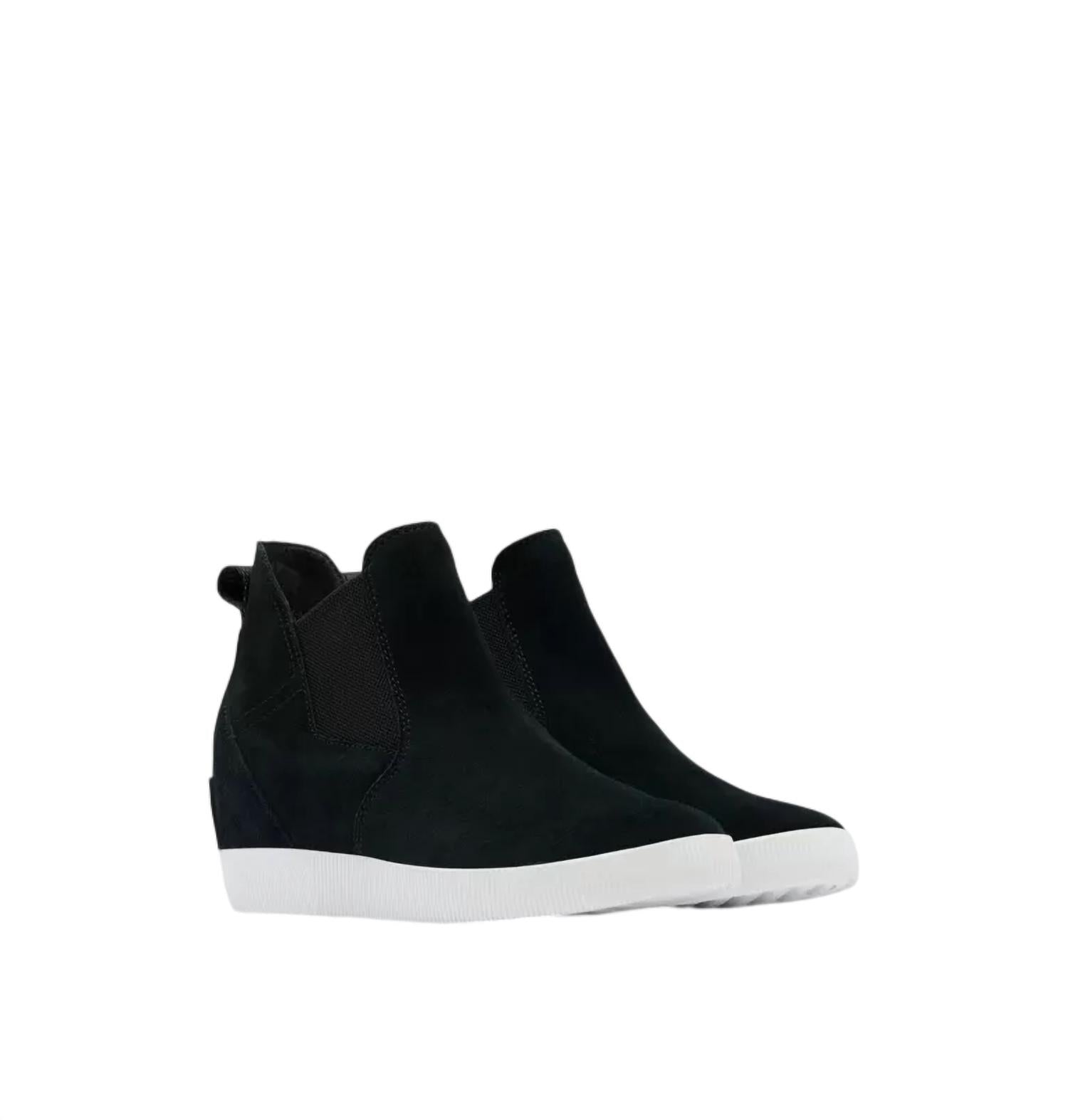 Damen Out N über Slip-On Wedge Mode Stiefel in schwarz / weiß