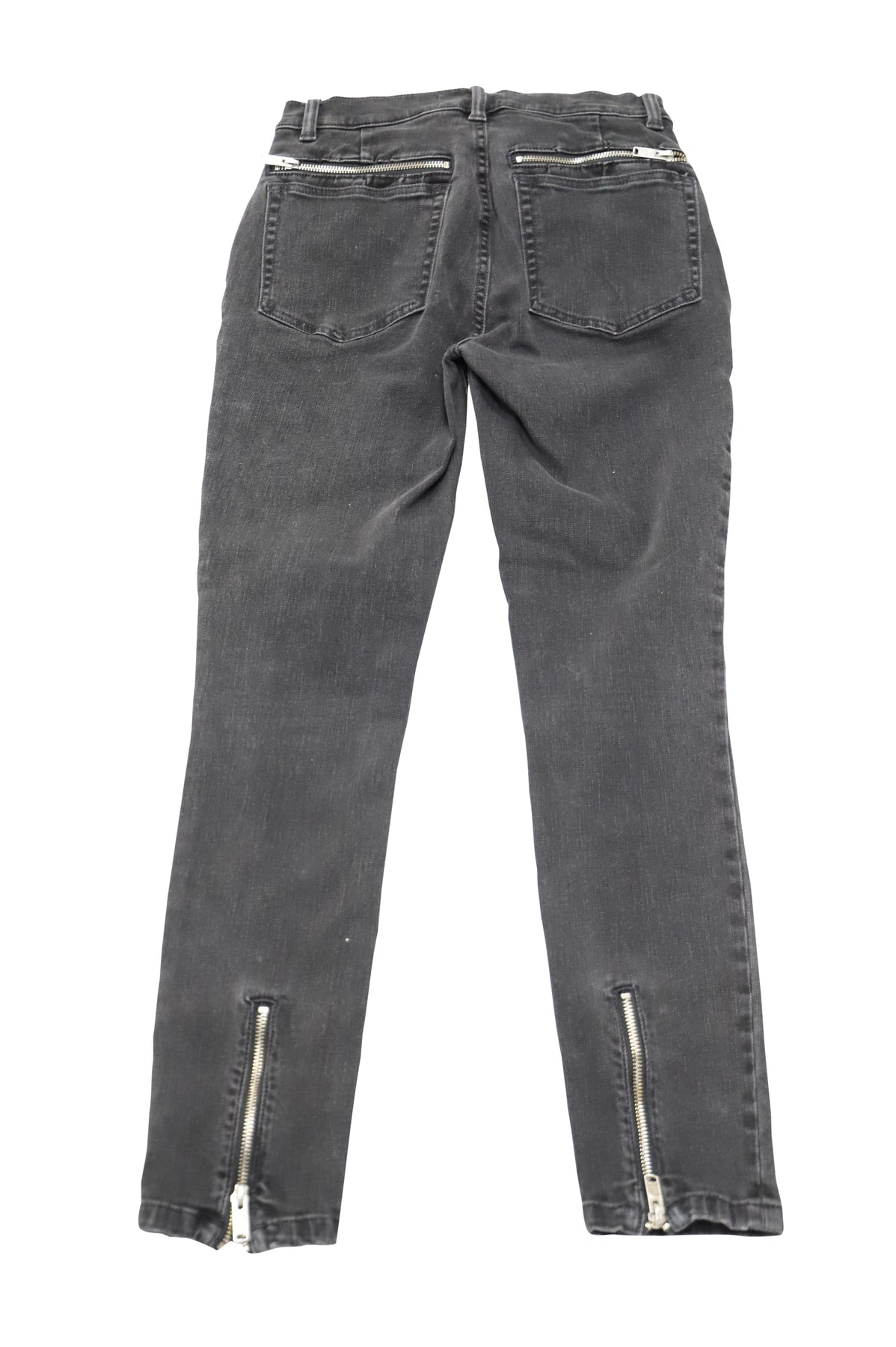Marc Jacobs Skinny Jeans mit Metallreißverschluss aus schwarzer Baumwolle