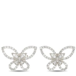 LB Exclusive 18K Weißgold 0,75ct Diamant Schmetterling Ohrringe aer-16725