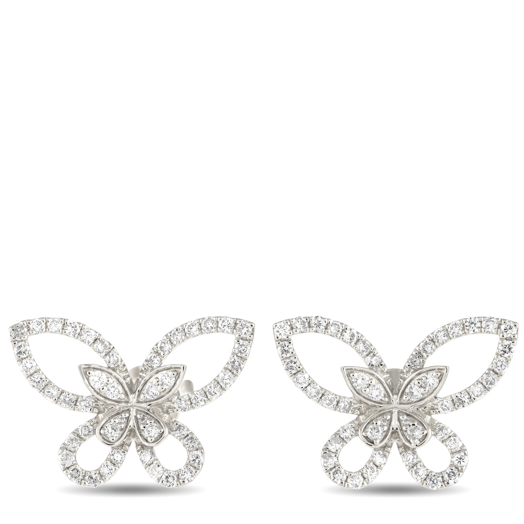 LB Exclusive 18K Weißgold 0.75ct Diamant Schmetterling Ohrringe AER-16725
