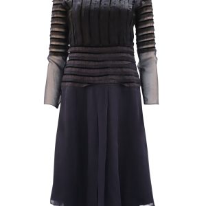 Oscar De La Renta Lace-trimmed Kleid aus blauer Seide 7748651614268
