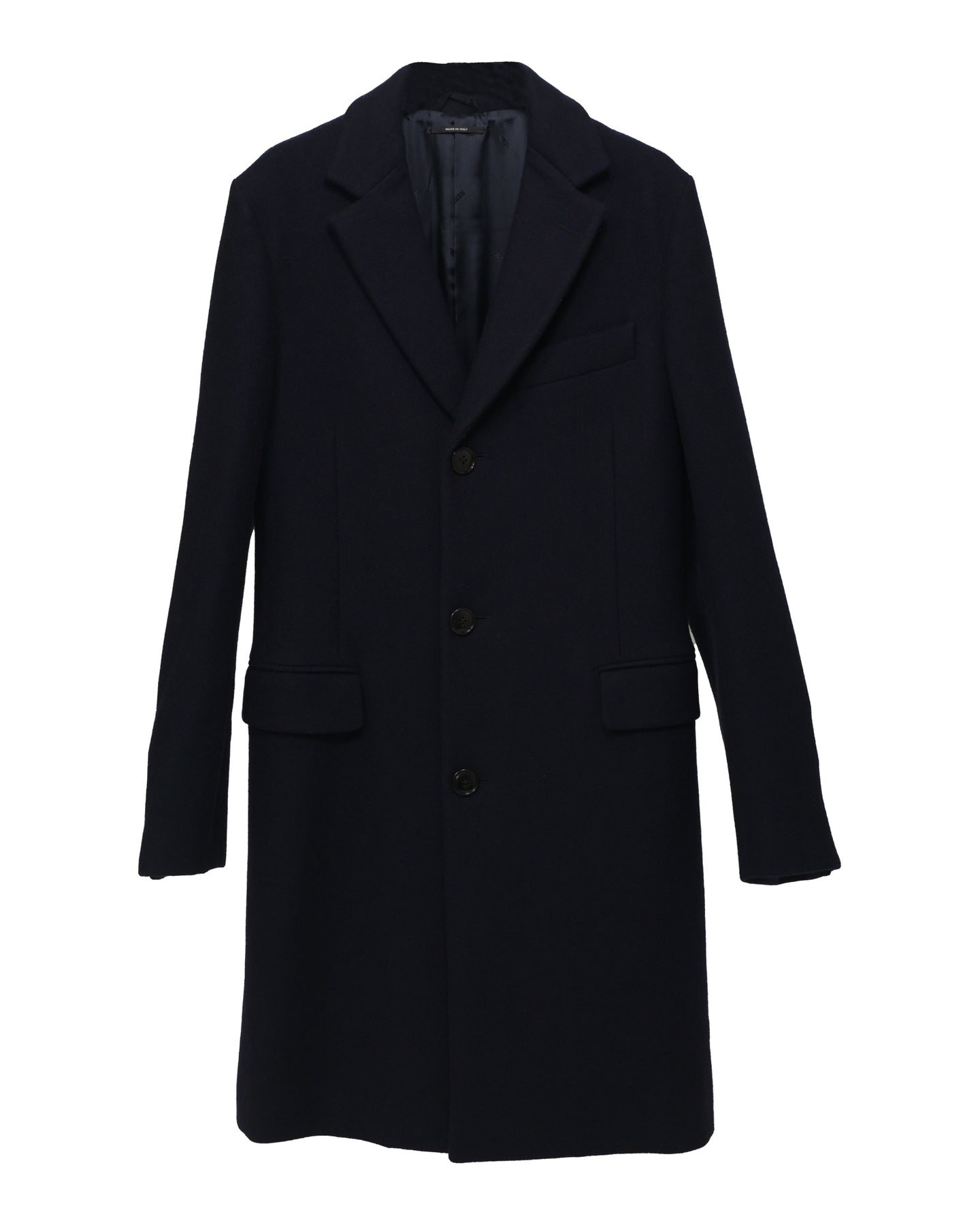 Hermes Langer Mantel in Marineblauer Wolle