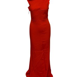 Roand Mouret asymmetrische Ausschnitt Kleid in orange Viskose 7748635099196