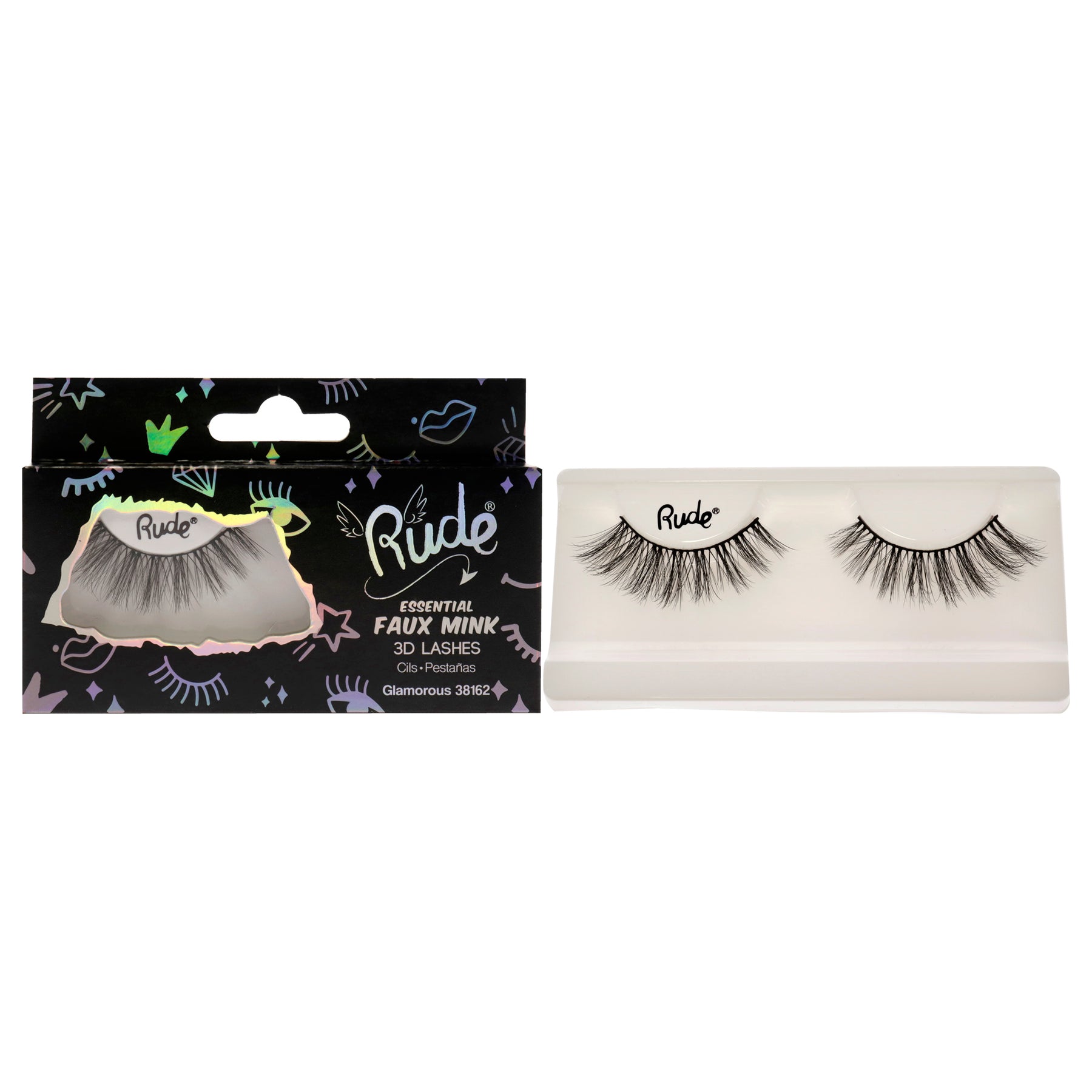 Essential Imitat Mink 3D Lashes – Glamorous von Rude Cosmetics für Damen – 1 Stück Paar