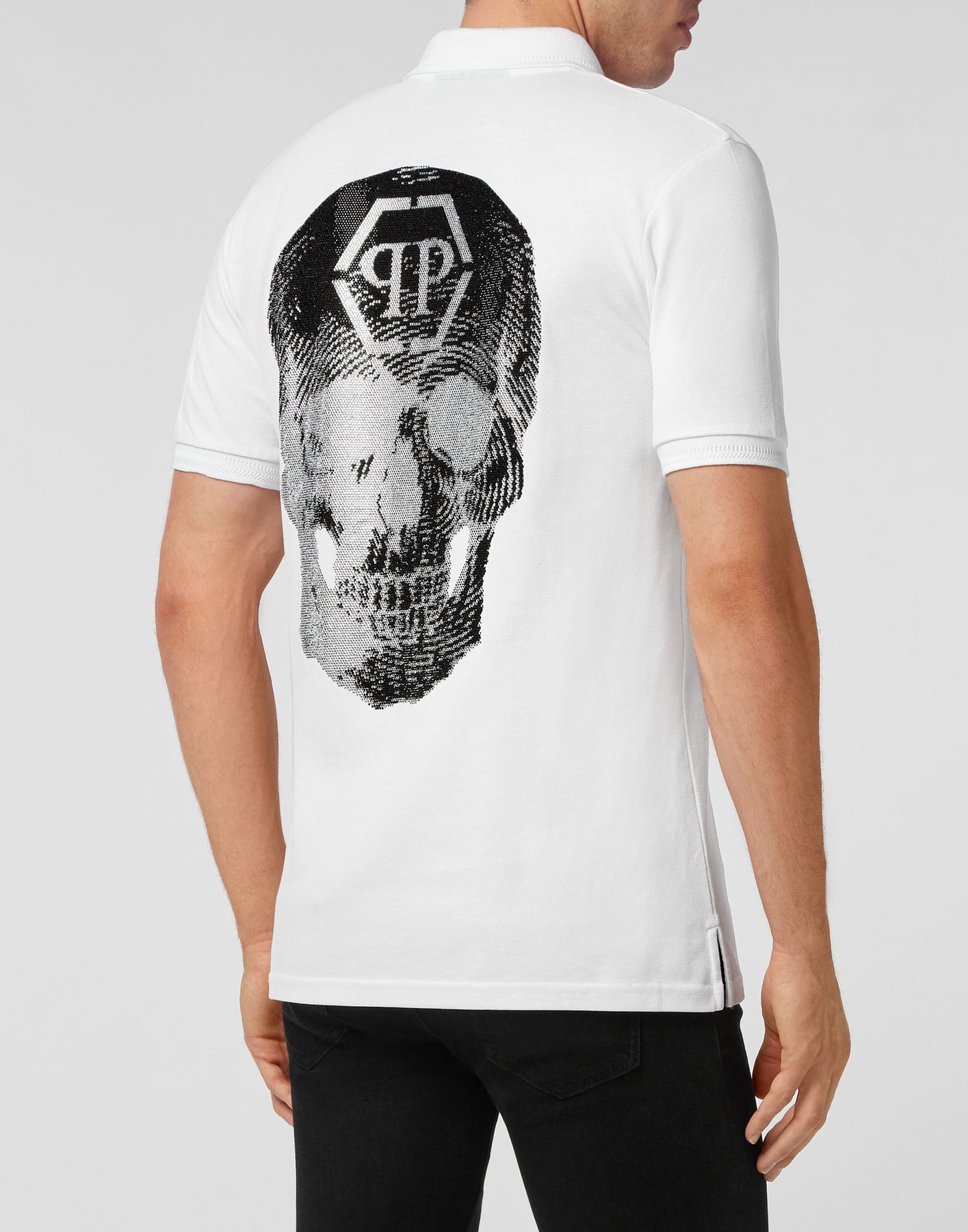 Schmale Passform Poloshirt SS Skull mit Kristallen