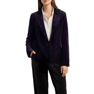 Corduroy Langarm Blazer mit einem Knopf
