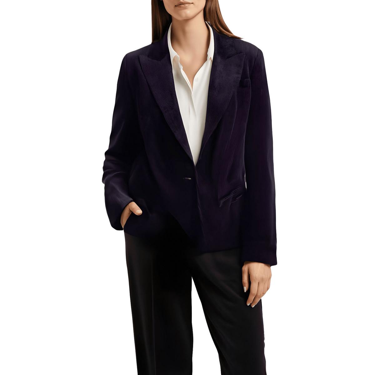 Corduroy Langarm Blazer mit einem Knopf