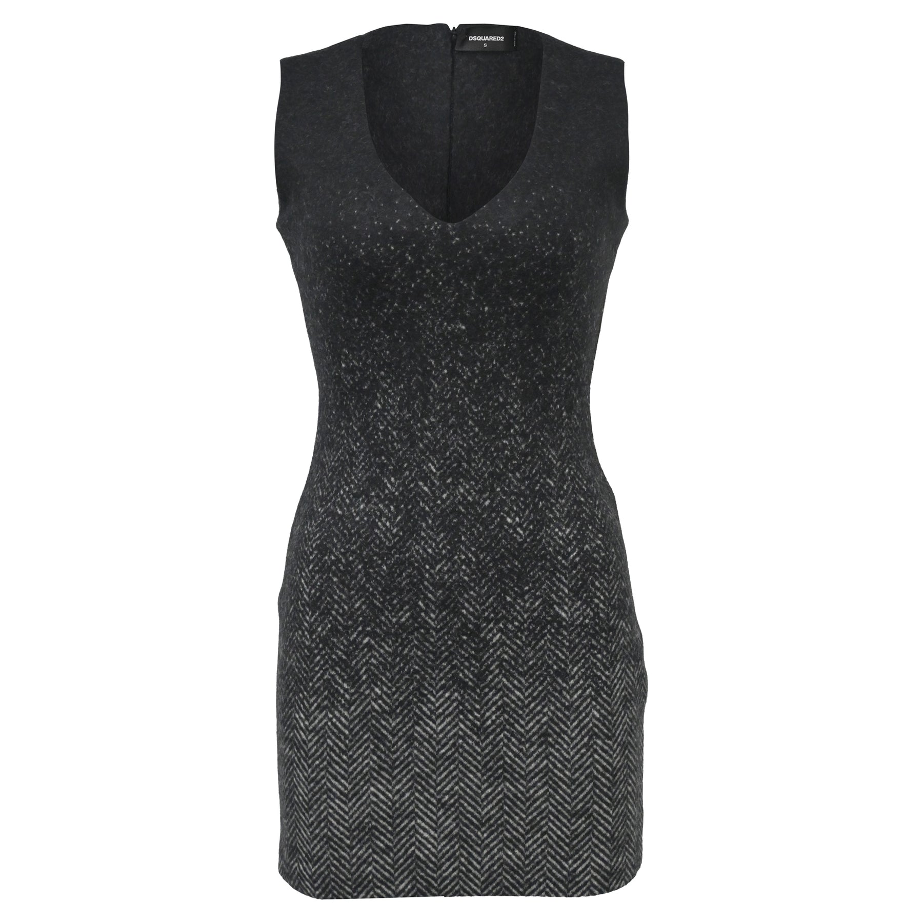 Dsquared2 Minikleid mit V-Ausschnitt aus grauer Schurwolle