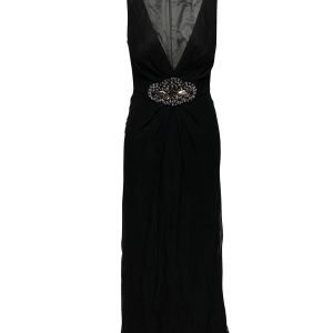 Jenny Packham Embellished Evening Gown in schwarze Seide 7748643094588
