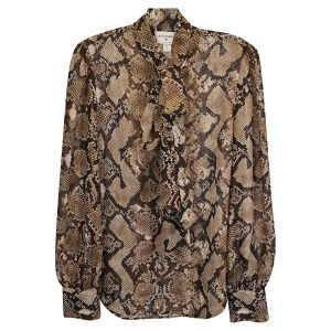 Altuzarra Top mit Knopfleiste aus Seide Tiermuster