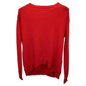 Sandro Paris Zip-Up Strickjacke aus roter Wolle 7748645191740