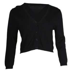 Max Mara Weekend Cropped Strickjacke in schwarzer Viskose 7748642701372