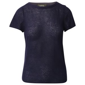 A.P.C. T-Shirt mit Rundhalsausschnitt in Marineblau Tencel