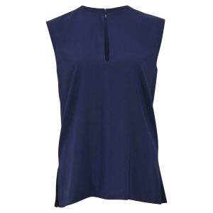 Celine ärmellose Bluse aus marineblauer Seide