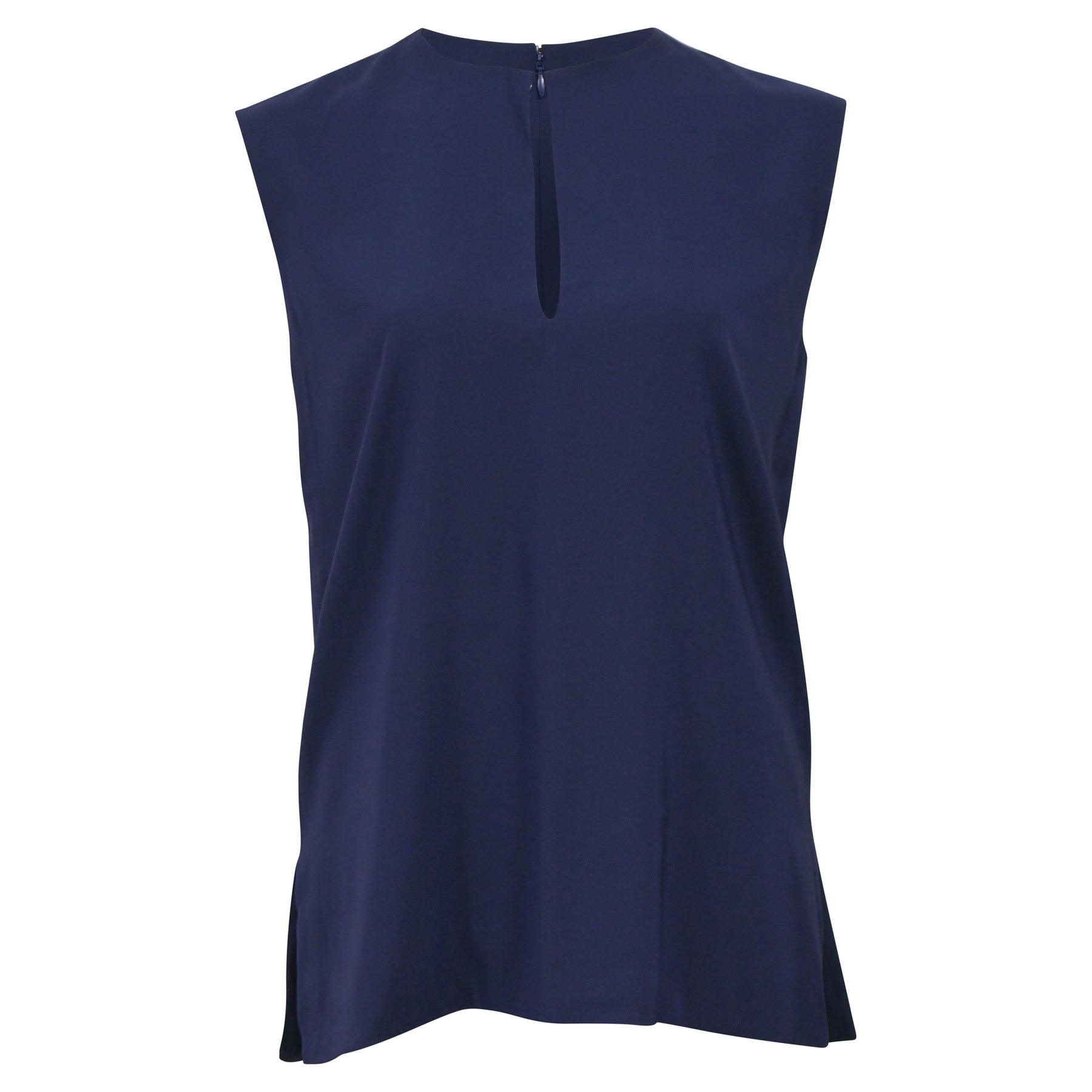 Celine Ärmellose Bluse aus dunkelblauer Seide