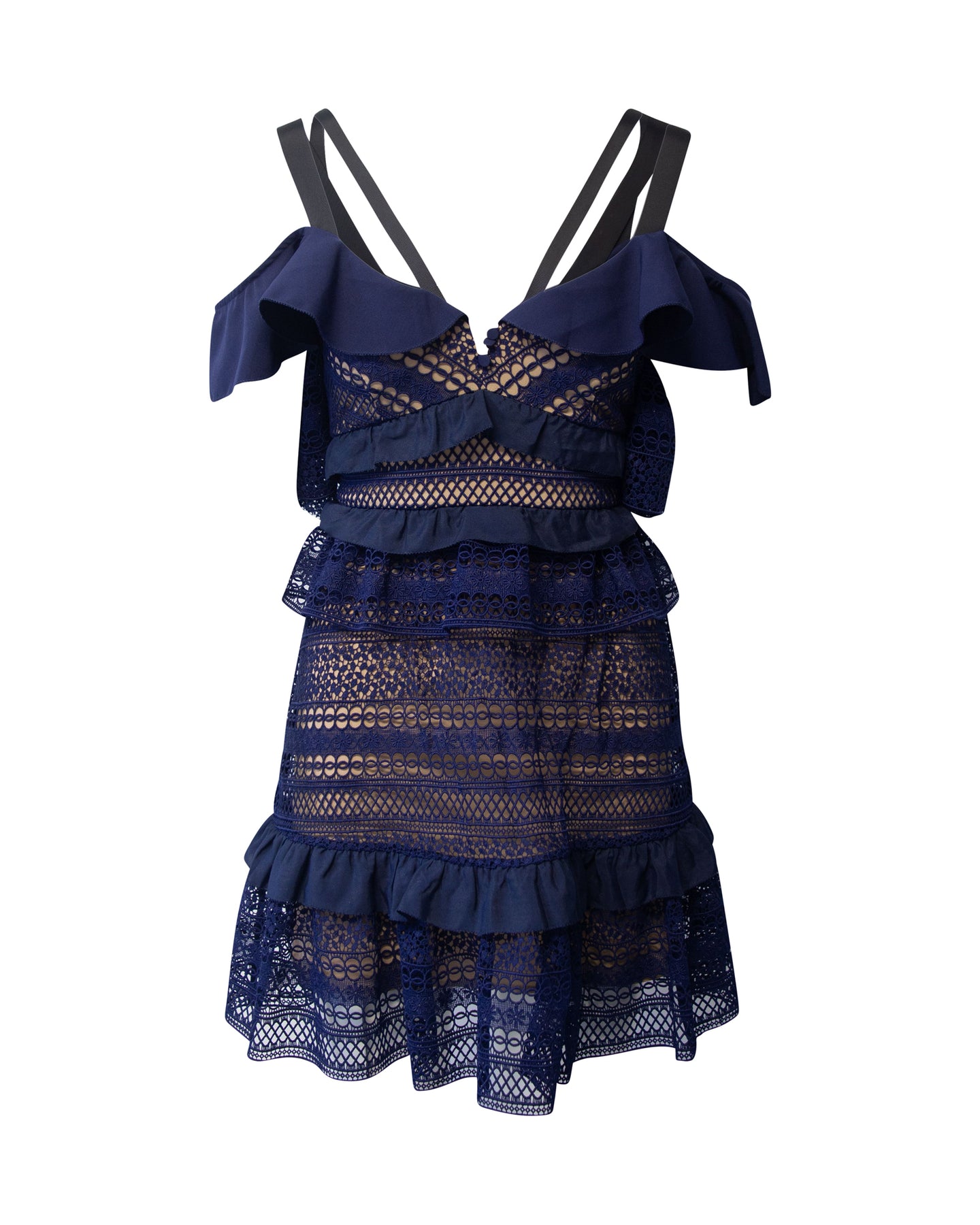 Self-Portrait Minikleid aus floraler Spitze in Dunkelblau Blau Polyester