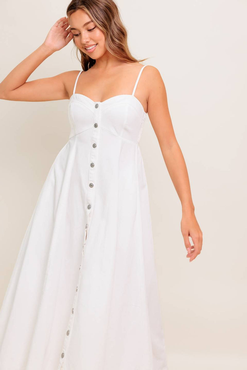 NATURE'S TOUCH Weiß gewebt MIDI Kleid