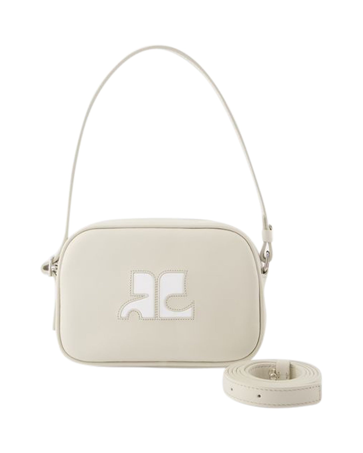 Schlanke Kameratasche – Courreges – Leder – Grau