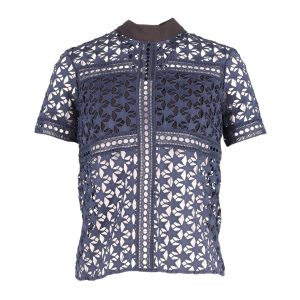 Self-Portrait Star Pattern Sheer Top in Marineblaues Polyester