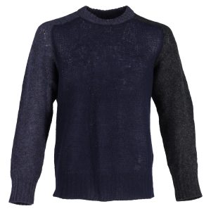 Maison Margiela Color Block Pullover in Marineblau Wolle 7748635787324