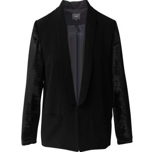 Maje Velvet Sleeve Blazer in Schwarzacetat