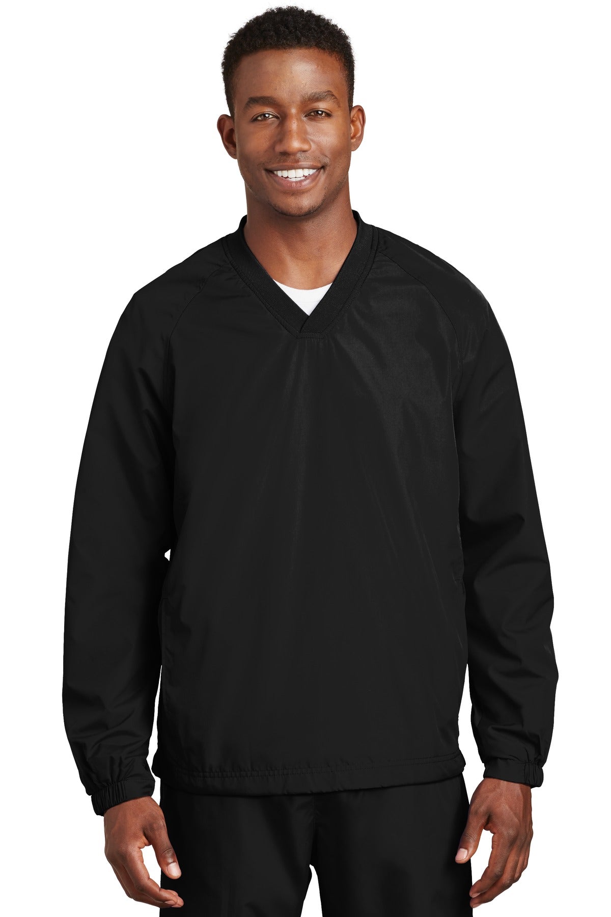Sport-Tek Herren-Raglan-Windshirt mit V-Ausschnitt