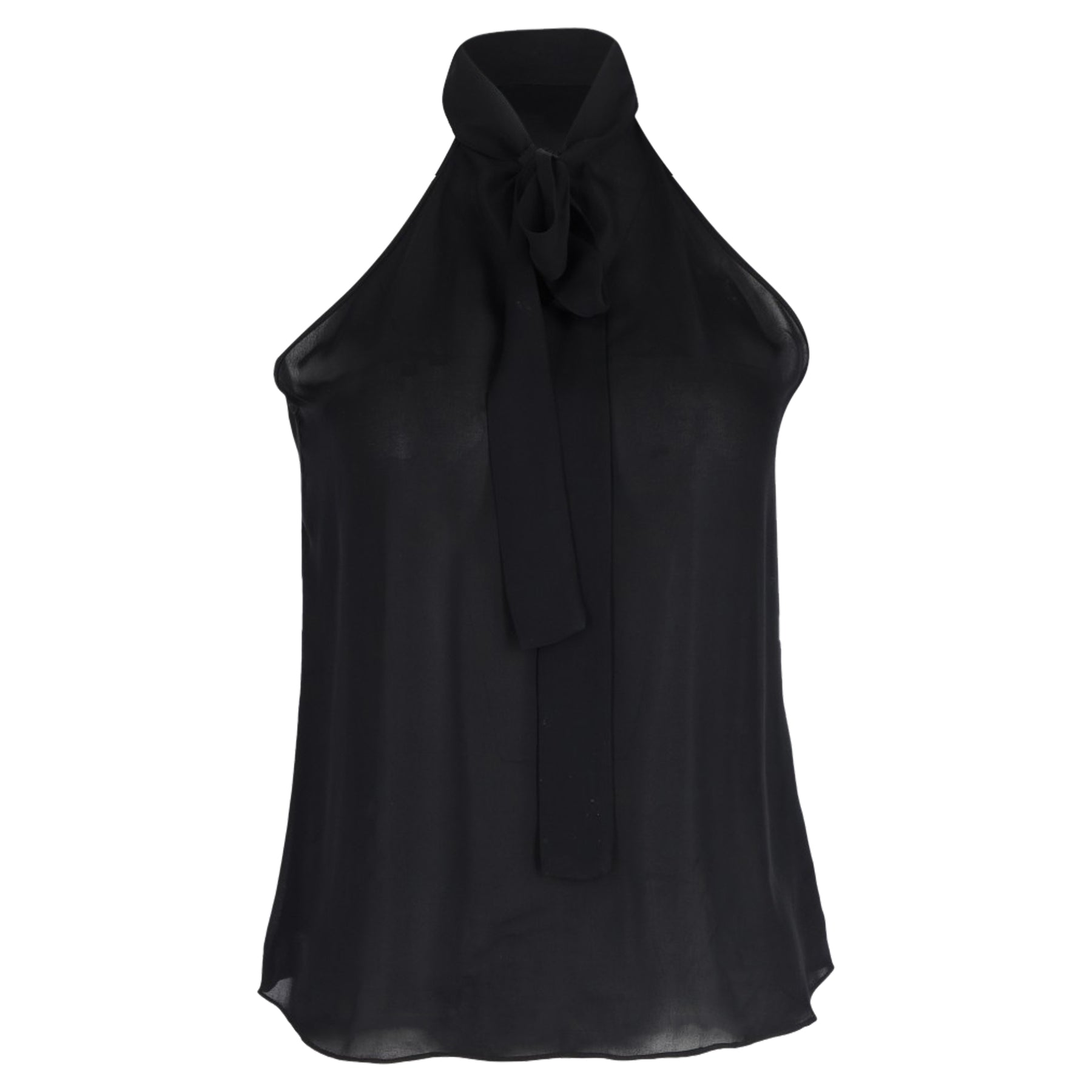 Nili Lotan Zelie Pussy-Bow Neckholder aus schwarzer Seide