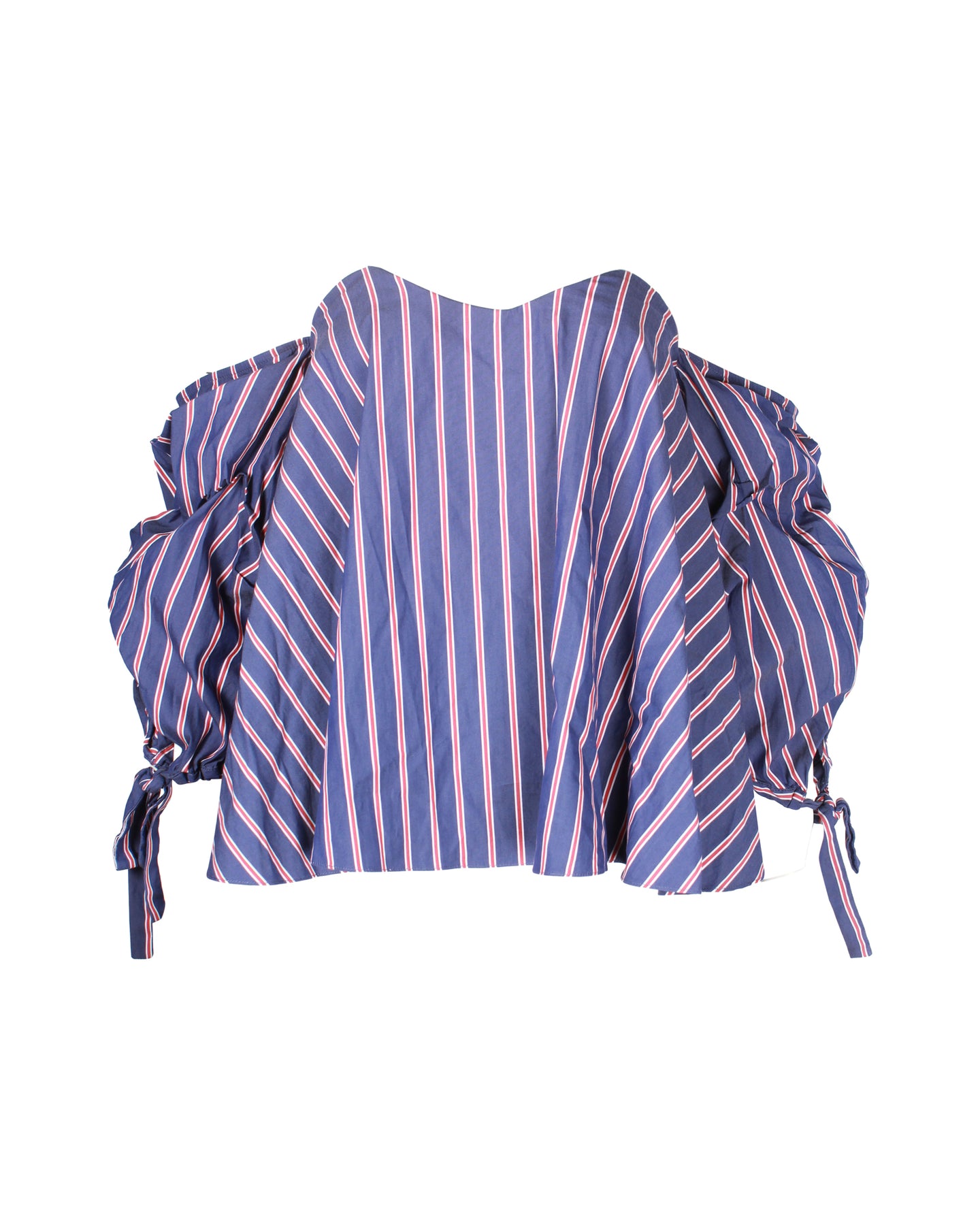 Caroline Constas Gabriella Schulterfreies Top aus blauer Baumwolle