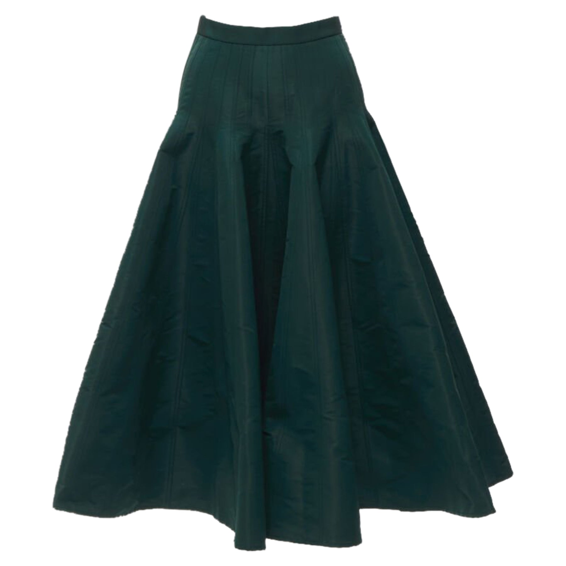 Alexander McQueen Taft-Top-Stitching fla Midi Rock