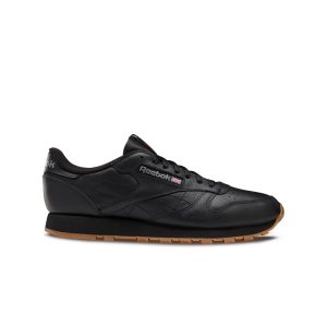Herren klassische Leder Laufschuhe in schwarz/gum