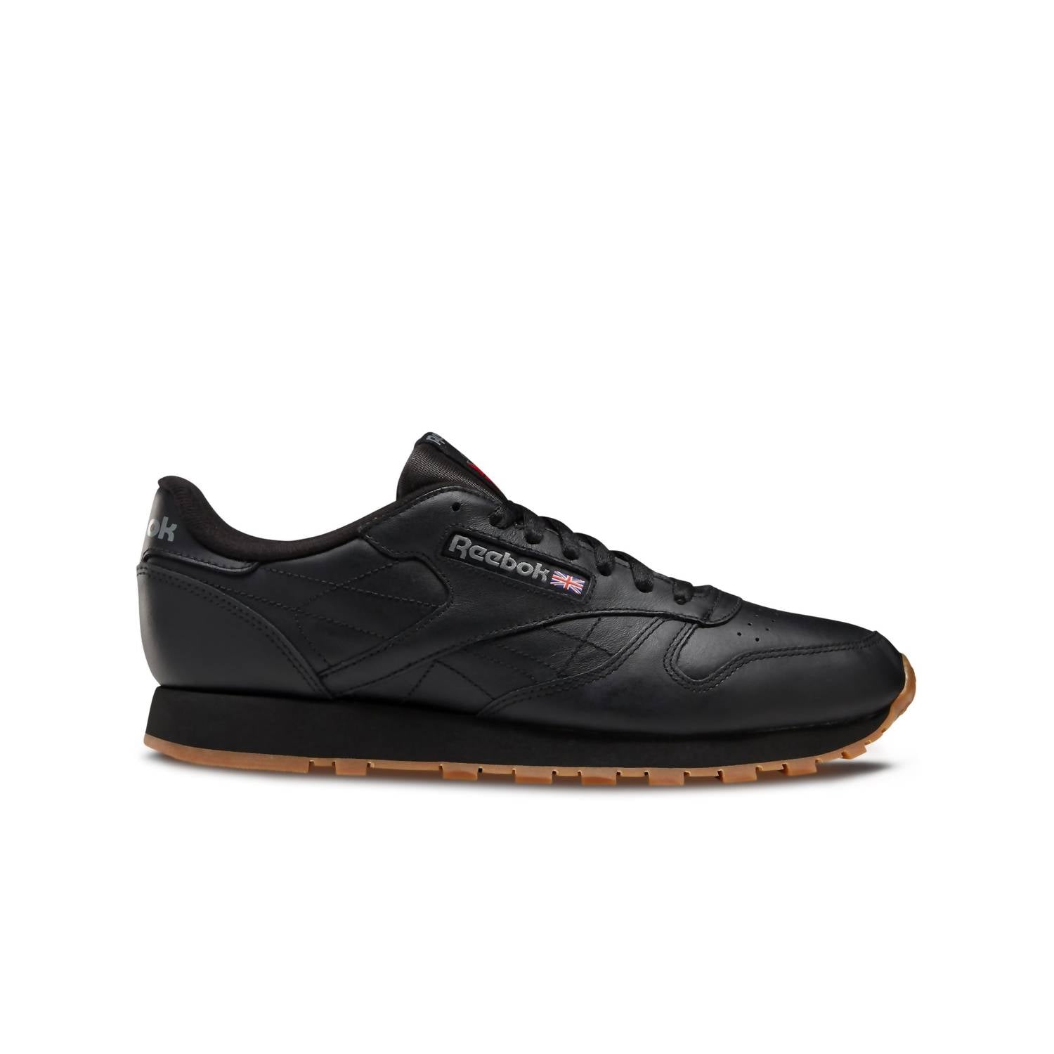 Herren Klassische Leder Laufschuhe In Schwarz/Gummi