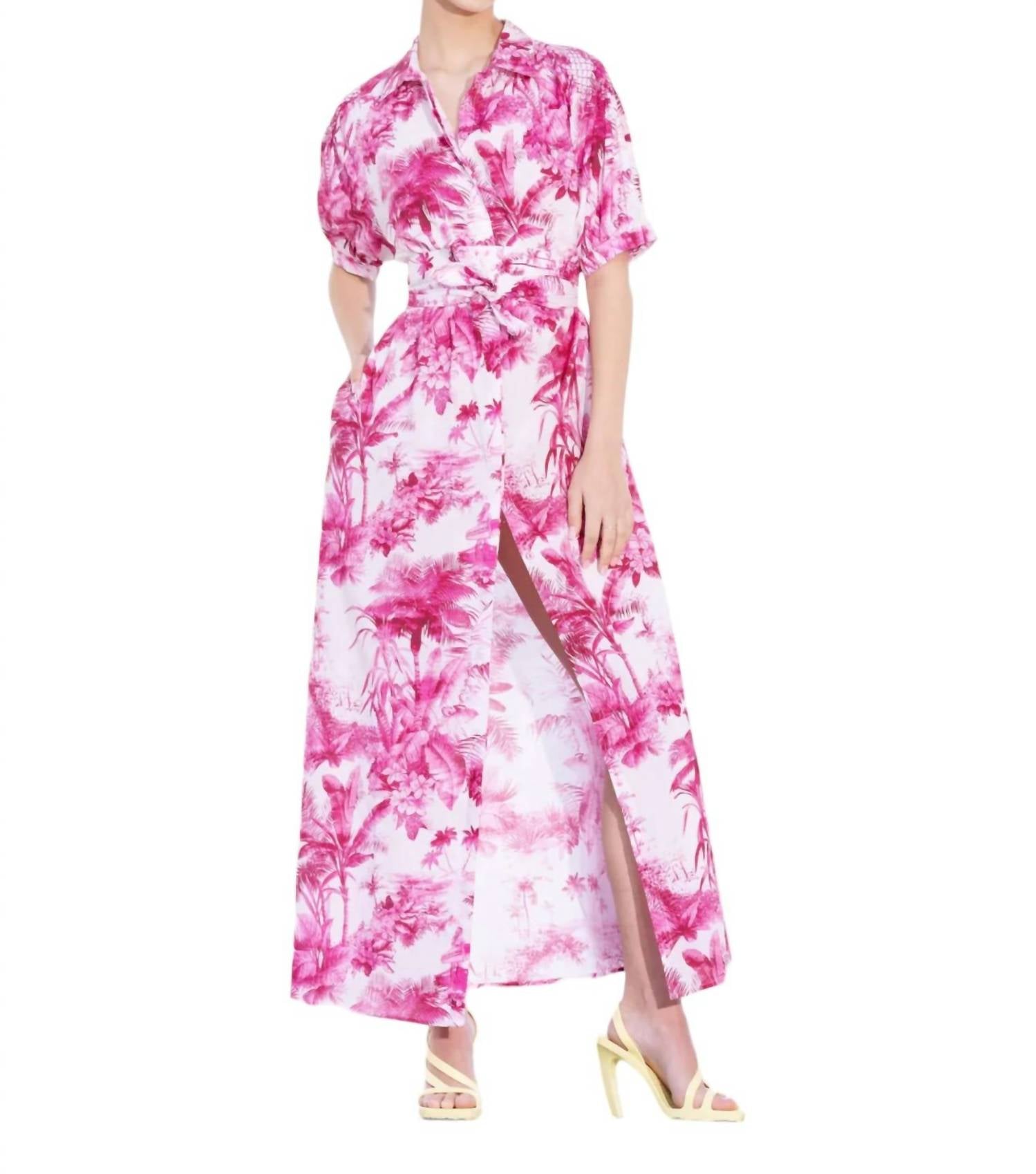 Stevie Hemd Kleid in Lux Palm Rosa