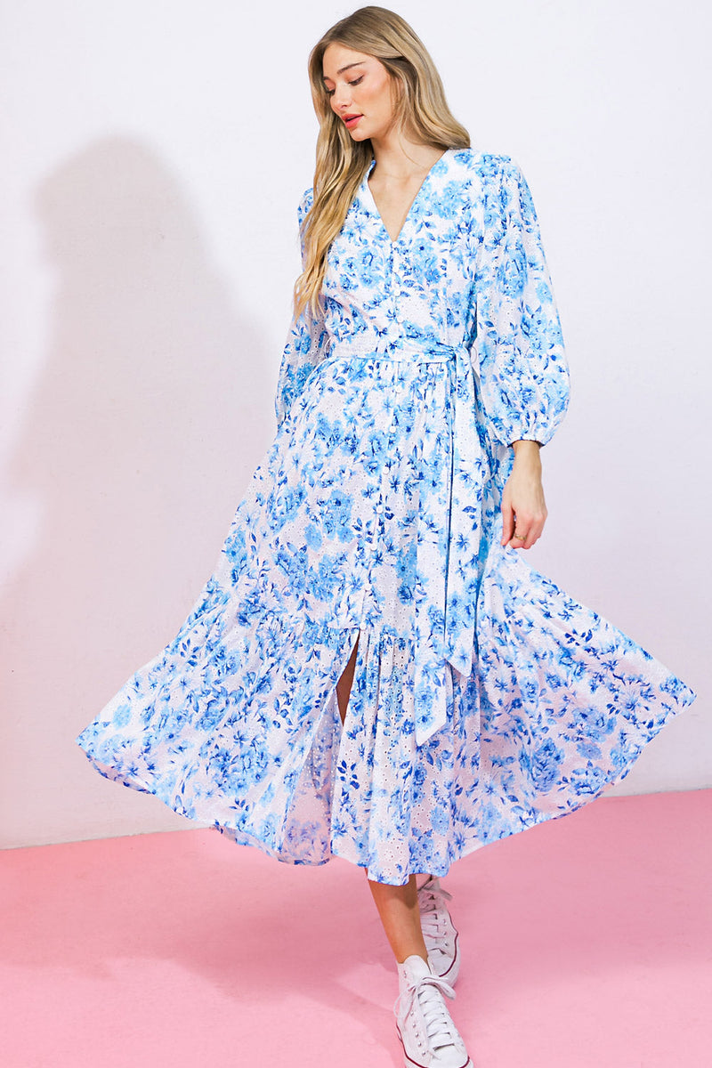 SPECTACULAR MAGIC gewebt EYELET MIDI Kleid