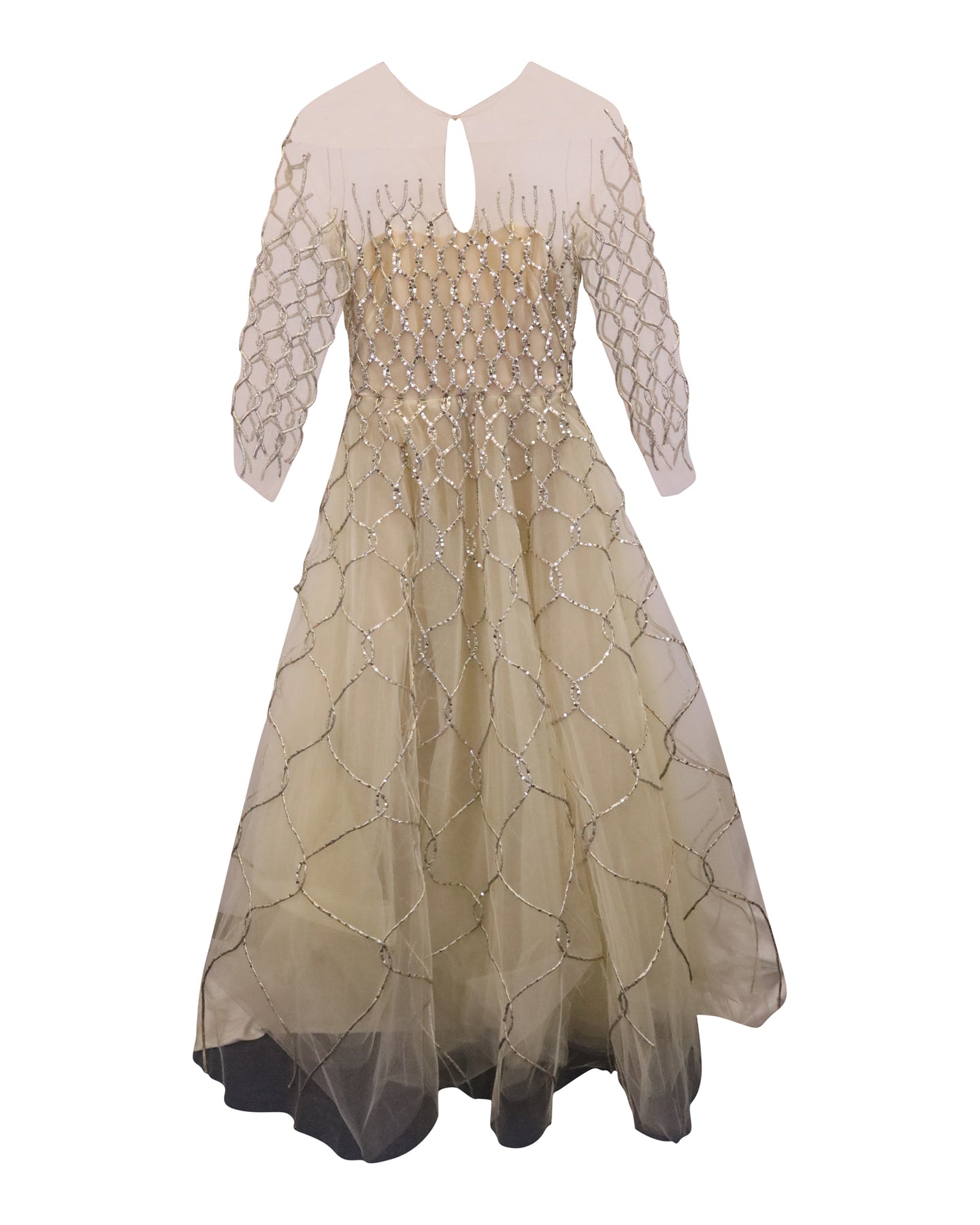 Oscar de la Renta Abendkleid mit Kordelzug in Creme Tüll