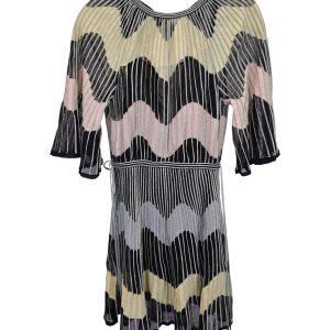M Missoni Kurzarm gestreiftes Kleid in mehrfarbiger Viskose 7748635328572