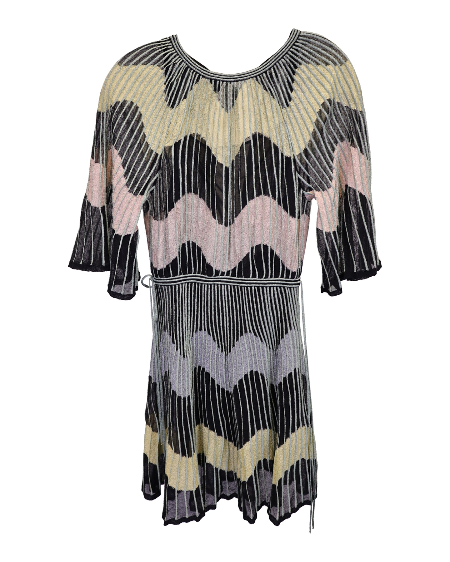 M Missoni Kleid mit kurzen Ärmeln und Streifen in mehrfarbiger Viskose